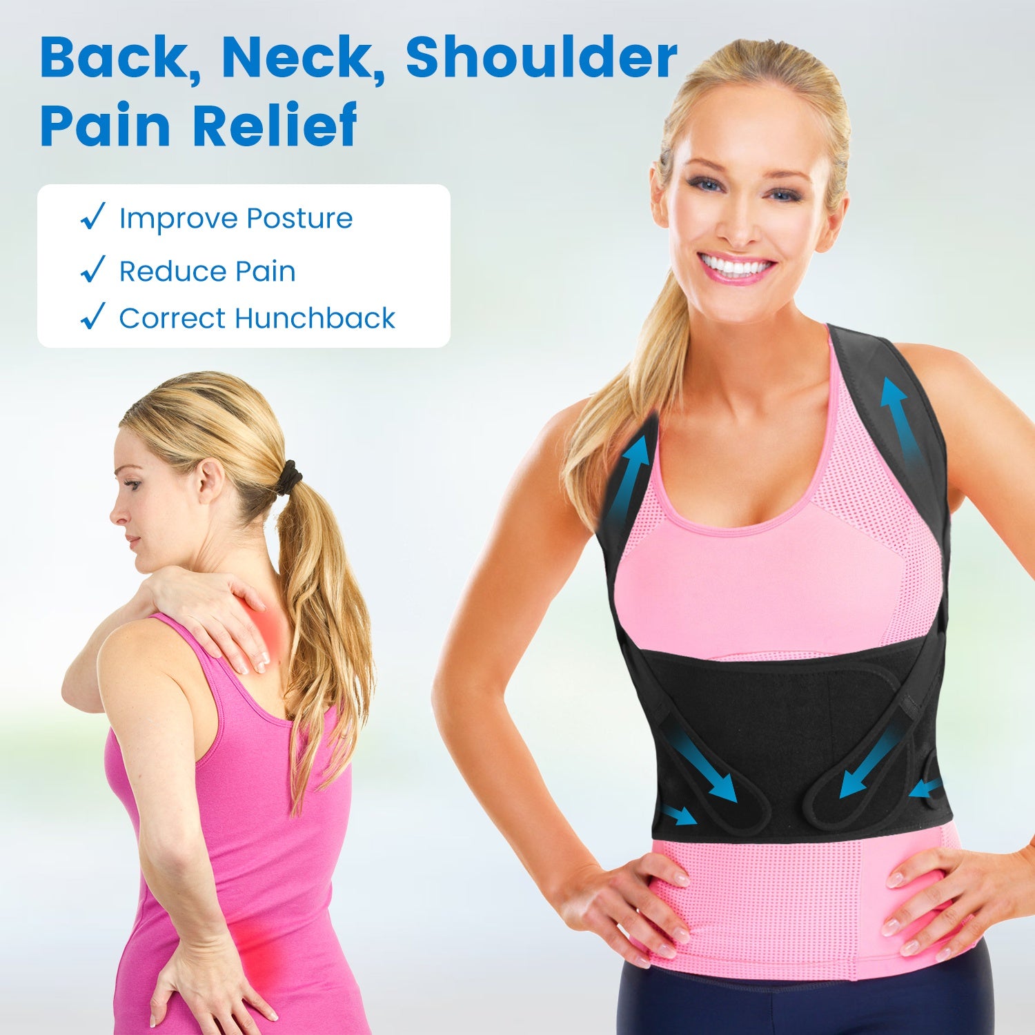 Posture Trainer for Upper Back Support worn under clothing