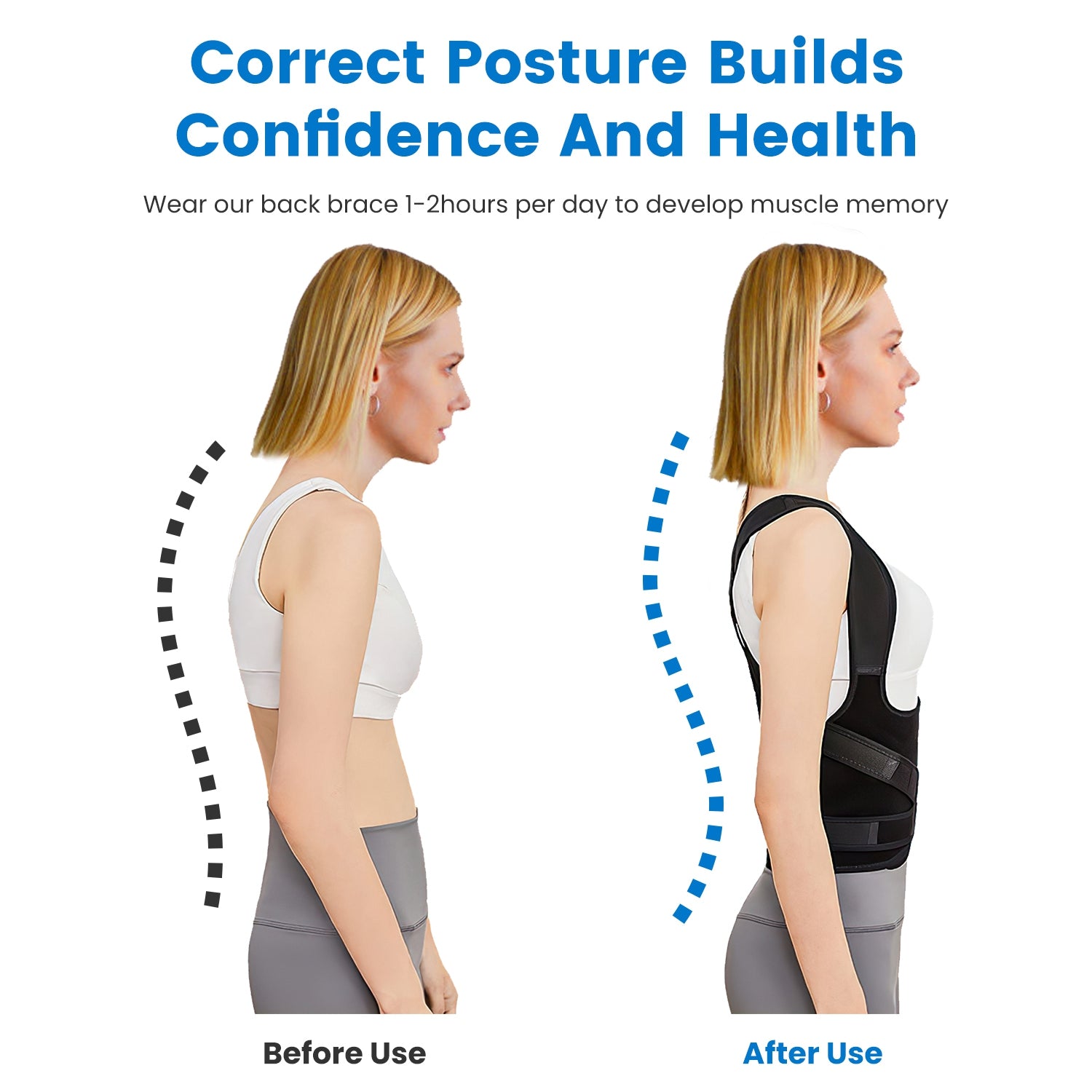 Posture Trainer for Upper Back Support worn under clothing