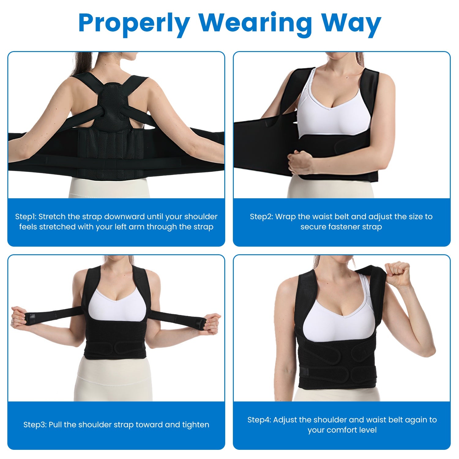 Posture Trainer for Upper Back Support worn under clothing