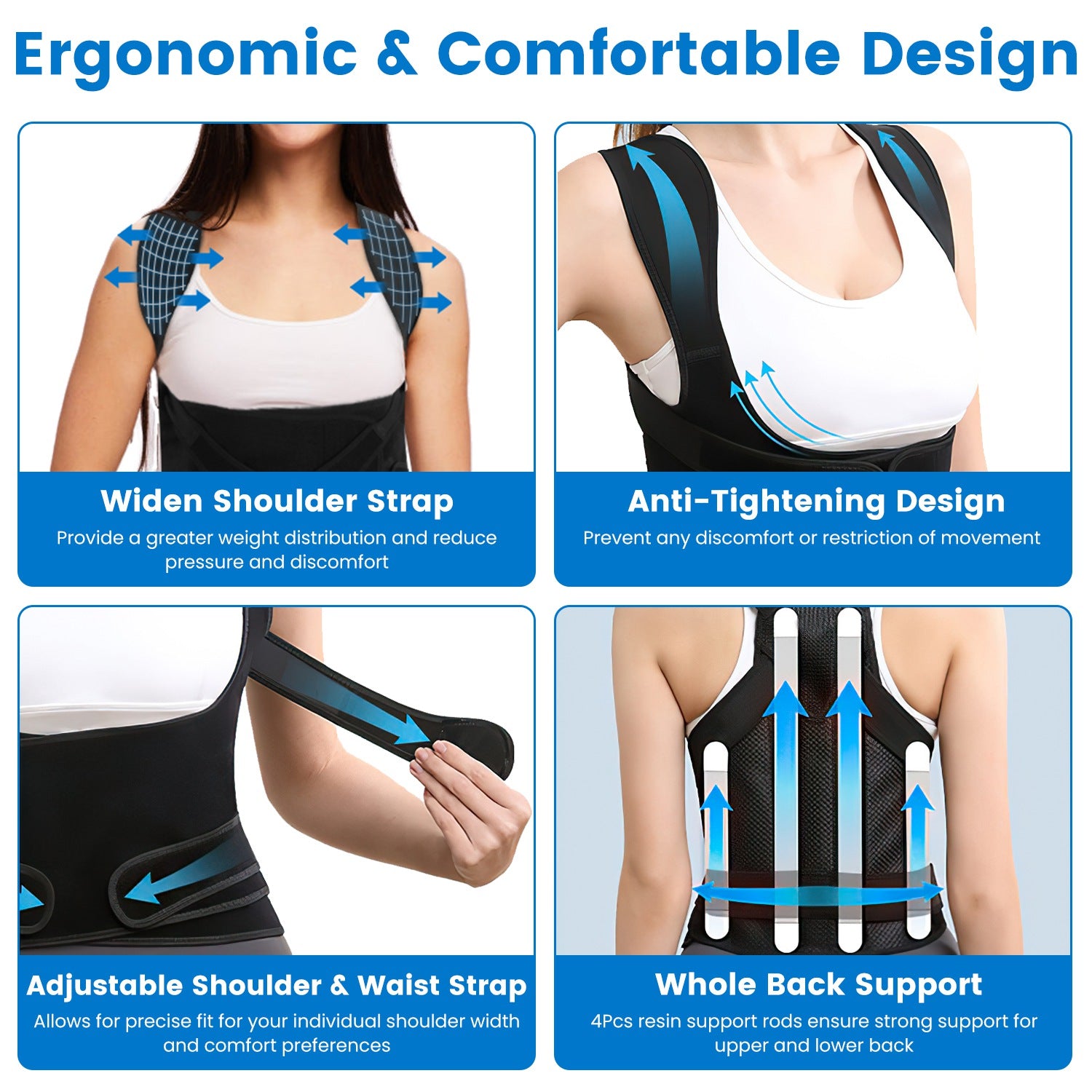 Posture Trainer for Upper Back Support worn under clothing